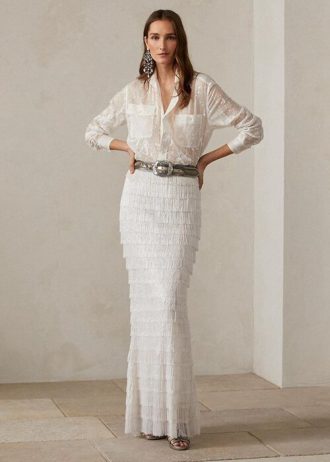 Valkoiset naisten Ralph Lauren Fontanna koristellut maxihameet