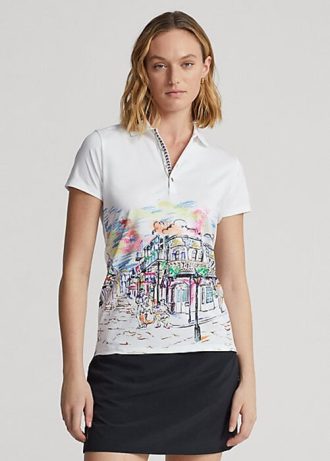 Valkoiset naisten Ralph Lauren Räätälöidyt Ranskalaiset Quarter-Motif poolopaidat