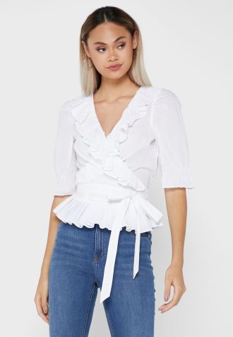 Valkoiset naisten Ralph Lauren -röyhelöpussit Valkoiset naisten Ralph Lauren -röyhelöpussit