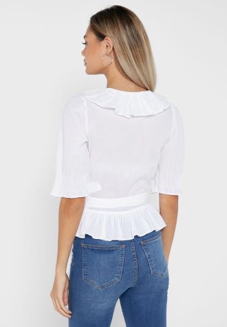 Valkoiset naisten Ralph Lauren -röyhelöpussit Valkoiset naisten Ralph Lauren -röyhelöpussit