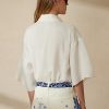 Valkoiset naisten Ralph Lauren Soloman pellavapuseropaidat Valkoiset naisten Ralph Lauren Soloman pellavapuseropaidat