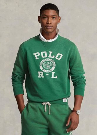 Vihreä miesten Ralph Lauren -logoinen fleece-villapusero