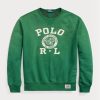 Vihreä miesten Ralph Lauren -logoinen fleece-villapusero Vihreä miesten Ralph Lauren -logoinen fleece-villapusero