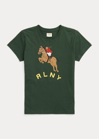 Vihreä Naisten Ralph Lauren Equestrian Appliqué Logo Jersey T-paidat Vihreä Naisten Ralph Lauren Equestrian Appliqué Logo Jersey T-paidat