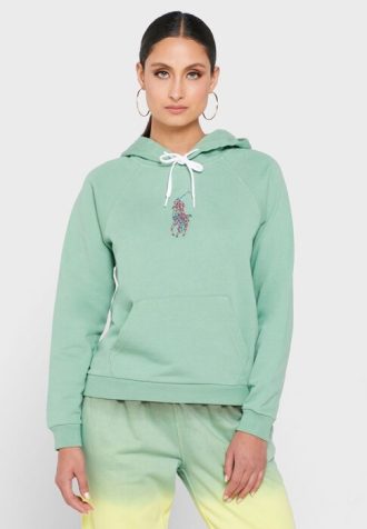 Vihreä naisten Ralph Lauren Pocket Detail neulottu huppari Vihreä naisten Ralph Lauren Pocket Detail neulottu huppari