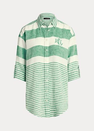 Vihreä naisten Ralph Lauren Striped Oversize pellavapaidat Vihreä naisten Ralph Lauren Striped Oversize pellavapaidat