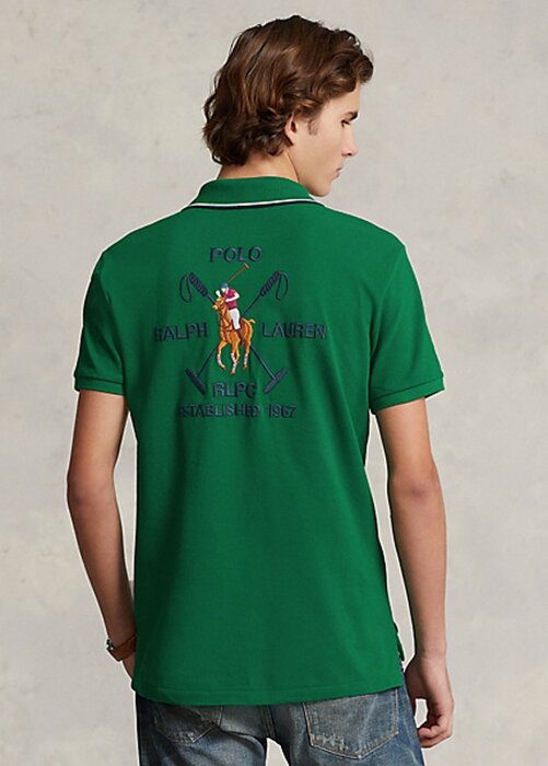 Vihreät miesten Ralph Lauren Classic Fit poolo Crest mesh poolopaidat Vihreät miesten Ralph Lauren Classic Fit poolo Crest mesh poolopaidat