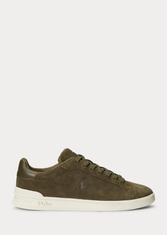 Vihreät miesten Ralph Lauren Heritage Court II Suede -lenkkarit Vihreät miesten Ralph Lauren Heritage Court II Suede -lenkkarit
