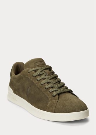 Vihreät miesten Ralph Lauren Heritage Court II Suede -lenkkarit Vihreät miesten Ralph Lauren Heritage Court II Suede -lenkkarit
