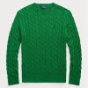 Vihreät miesten Ralph Lauren kaapelineulotut puuvillaneulepuserot Vihreät miesten Ralph Lauren kaapelineulotut puuvillaneulepuserot