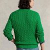 Vihreät miesten Ralph Lauren kaapelineulotut puuvillaneulepuserot Vihreät miesten Ralph Lauren kaapelineulotut puuvillaneulepuserot