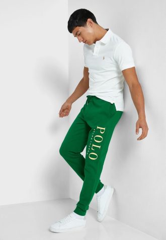 Vihreät miesten Ralph Lauren -logoiset lenkkeilyhousut