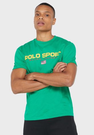 Vihreät miesten Ralph Lauren -logoiset T-paidat