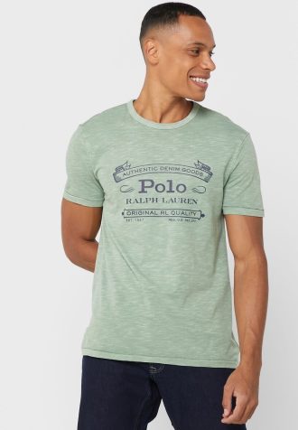 Vihreät miesten Ralph Lauren -logoiset T-paidat
