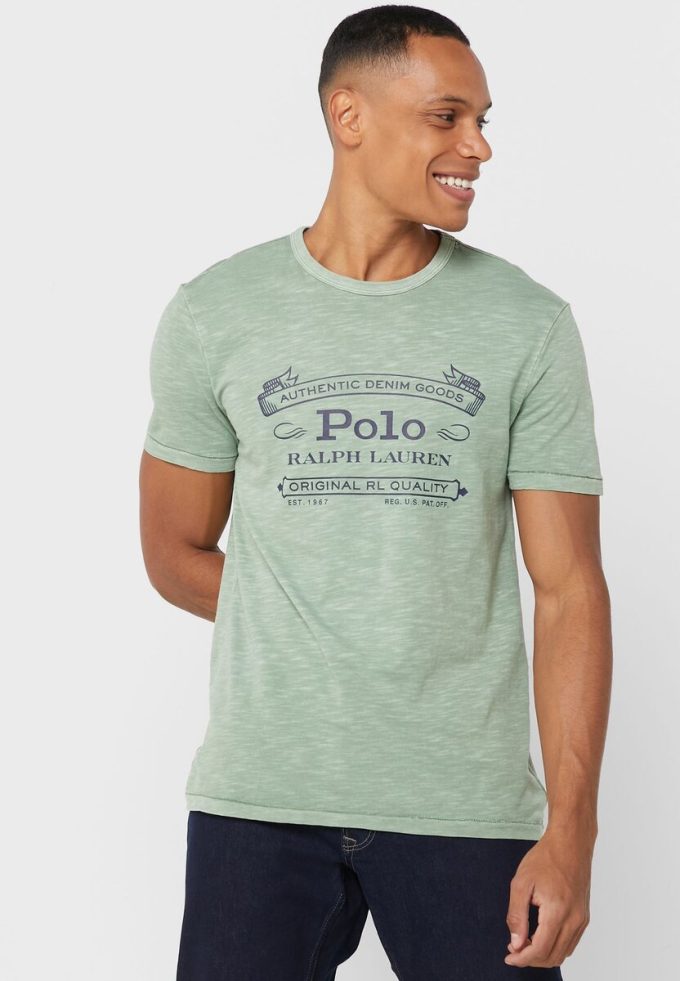 Vihreät miesten Ralph Lauren -logoiset T-paidat Vihreät miesten Ralph Lauren -logoiset T-paidat