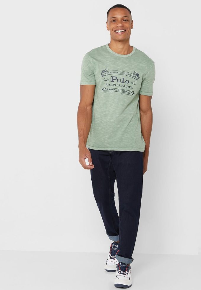Vihreät miesten Ralph Lauren -logoiset T-paidat Vihreät miesten Ralph Lauren -logoiset T-paidat