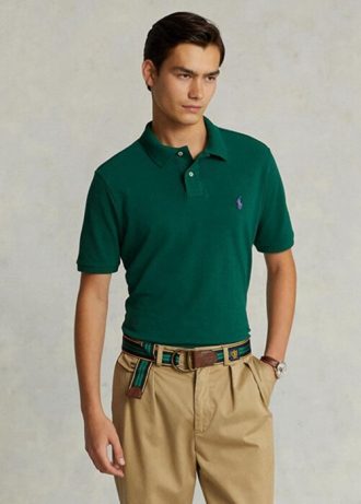 Vihreät miesten Ralph Lauren mukautetut Slim Fit mesh poolopaidat