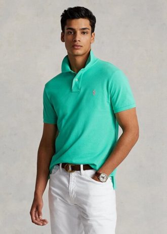Vihreät miesten Ralph Lauren mukautetut Slim Fit mesh poolopaidat