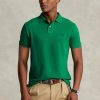 Vihreät miesten Ralph Lauren mukautetut Slim Fit mesh poolopaidat Vihreät miesten Ralph Lauren mukautetut Slim Fit mesh poolopaidat