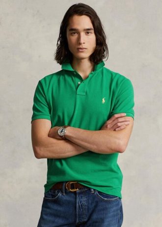 Vihreät miesten Ralph Lauren mukautetut Slim Fit mesh poolopaidat