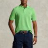 Vihreät miesten Ralph Lauren mukautetut Slim Fit mesh poolopaidat Vihreät miesten Ralph Lauren mukautetut Slim Fit mesh poolopaidat