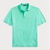 Vihreät miesten Ralph Lauren mukautetut Slim Fit mesh poolopaidat Vihreät miesten Ralph Lauren mukautetut Slim Fit mesh poolopaidat