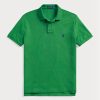 Vihreät miesten Ralph Lauren mukautetut Slim Fit mesh poolopaidat Vihreät miesten Ralph Lauren mukautetut Slim Fit mesh poolopaidat