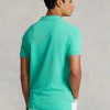 Vihreät miesten Ralph Lauren mukautetut Slim Fit mesh poolopaidat Vihreät miesten Ralph Lauren mukautetut Slim Fit mesh poolopaidat