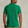 Vihreät miesten Ralph Lauren mukautetut Slim Fit mesh poolopaidat Vihreät miesten Ralph Lauren mukautetut Slim Fit mesh poolopaidat
