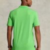 Vihreät miesten Ralph Lauren mukautetut Slim Fit mesh poolopaidat Vihreät miesten Ralph Lauren mukautetut Slim Fit mesh poolopaidat