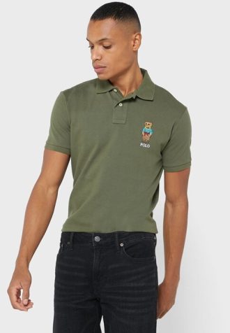 Vihreät miesten Ralph Lauren mukautetut Slim Fit poolopaidat