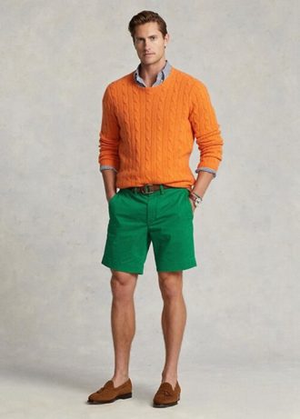 Vihreät miesten Ralph Lauren Stretch Straight Fit chino shortsit