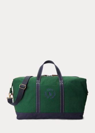 Vihreät miesten Ralph Laurenin logolla brodeeratut kanvaskassit