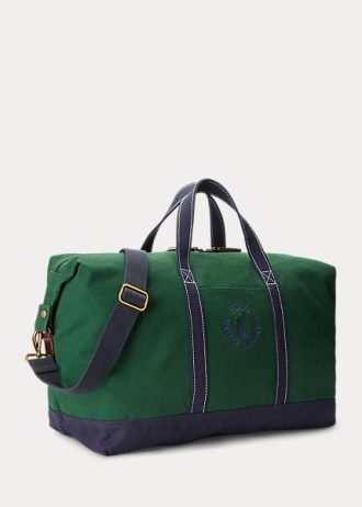 Vihreät miesten Ralph Laurenin logolla brodeeratut kanvaskassit