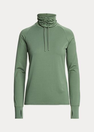 Vihreät naisten Ralph Lauren Funnelneck Jersey -puseropuserot Vihreät naisten Ralph Lauren Funnelneck Jersey -puseropuserot