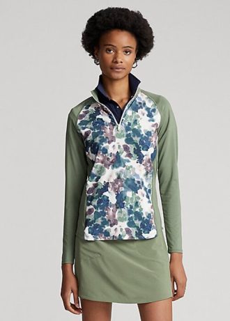 Vihreät naisten Ralph Lauren Jersey Quarter -vetoketjulliset villapaidat Vihreät naisten Ralph Lauren Jersey Quarter -vetoketjulliset villapaidat