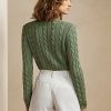Vihreät naisten Ralph Lauren kaapelineulotut silkki neulepuserot Vihreät naisten Ralph Lauren kaapelineulotut silkki neulepuserot
