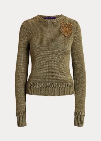 Vihreät naisten Ralph Lauren koristellut silkkisekoiteiset neulepuserot Vihreät naisten Ralph Lauren koristellut silkkisekoiteiset neulepuserot