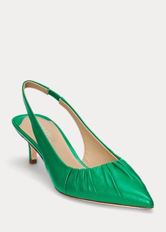 Vihreät naisten Ralph Lauren Lolah Nappan nahkaiset Slingback-korkokengät Vihreät naisten Ralph Lauren Lolah Nappan nahkaiset Slingback-korkokengät