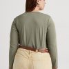 Vihreät naisten Ralph Lauren -puuvillasekoitetut pitkähihaiset topit Vihreät naisten Ralph Lauren -puuvillasekoitetut pitkähihaiset topit