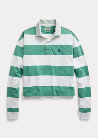 Vihreät naisten Ralph Lauren -raidalliset, rajatut rugbypaidat Vihreät naisten Ralph Lauren -raidalliset, rajatut rugbypaidat
