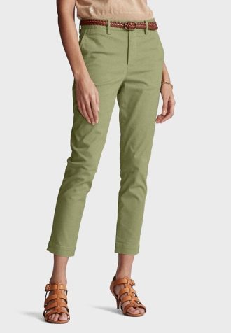Vihreät naisten Ralph Lauren suorat lyhennetyt housut Vihreät naisten Ralph Lauren suorat lyhennetyt housut
