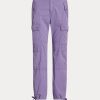 Violetti naisten Ralph Lauren höyhenpainoiset Twill Cargo -nilkkahousut Violetti naisten Ralph Lauren höyhenpainoiset Twill Cargo -nilkkahousut