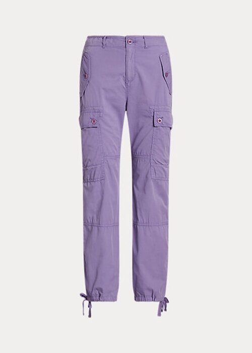 Violetti naisten Ralph Lauren höyhenpainoiset Twill Cargo -nilkkahousut Violetti naisten Ralph Lauren höyhenpainoiset Twill Cargo -nilkkahousut