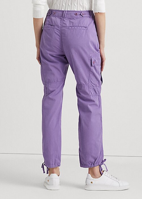 Violetti naisten Ralph Lauren höyhenpainoiset Twill Cargo -nilkkahousut Violetti naisten Ralph Lauren höyhenpainoiset Twill Cargo -nilkkahousut