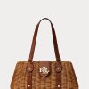 Walnut/Lauren Tan naisten Ralph Lauren Rattan -kokoiset Lilly-laukut Walnut/Lauren Tan naisten Ralph Lauren Rattan -kokoiset Lilly-laukut